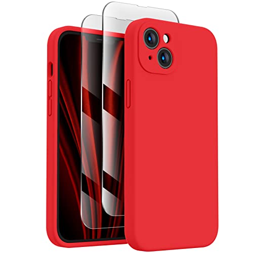 Image of FireNova Designed for iPhone 13 Case, Silicone Upgraded [Camera Protection] Phone Case, Soft Anti-Scratch Microfiber Lining Inside, 6.1 inch, Red