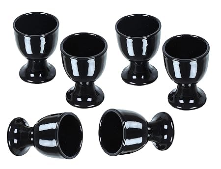 Image of Qimacplus Elevate Your Breakfast Experience Soft Boiled Egg Holder Set Stylish Ceramic Egg Cups Perfect Housewarming Gift Set of 2 (Black)