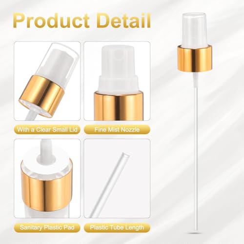 uxcell 12 Pcs Gold White Spray Top, 24/410 Fine Mist Sprayer Reusable Replacement Spray Bottle Pump Plastic Top for Cosmetic Perfume and Body Sprays Bottle3