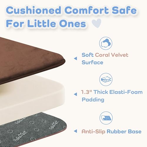 Image of 1.3 inch Thick Baby Floor Play Mat 50x50 Padded Foam Mat for Kids Brown | Memory Mat for Baby to Play on Floor Waterproof Easy Care with Non-Slip Tummy Time Play Mat for Nursery Playroom Classroom