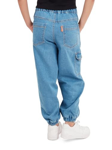 Image of olele Girls Super Jeans Collection for 4-14 Yrs | Stretchable Cotton Denim Trousers | Blue Jeans for Kids | Baggy Denim Pants | Cargo Pants for Girls