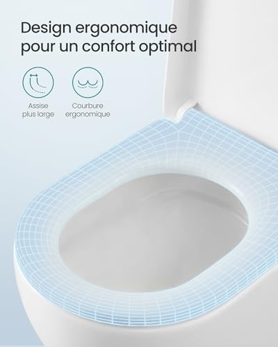 Abattant WC forme D, fermeture douce avec poignée SONGMICS