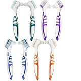 hatisan 8Pcs Denture Cleaning Brush Set, Premium Hygiene Denture Cleaner Set for Denture Care - Multi-Layered Bristles & Ergonomic Rubber Handle(4 Colors)