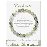 JHBTFQ Heilendes Kristallarmband für Frauen Damen 8mm Natursteinperlen Spiritueller Schmuck Yoga Meditation Geschenke,Prehnite