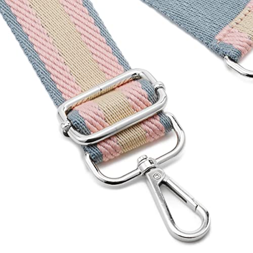 Image of Silvery Buckles Wide Shoulder Strap Adjustable Replacement Belt Crossbody Canvas Bag Handbag