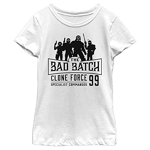 T-shirt Star Wars avec emblème Bad Batch officiel blanc col rond fille L