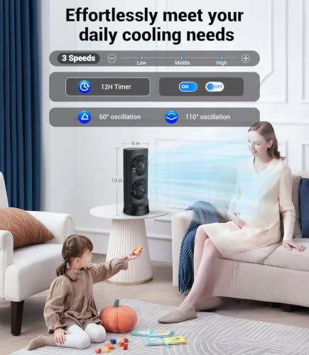 Personal Tower Cooling Fans that Blow Cold Air,25dB Quiet Fan with 24ft/s - Image 5