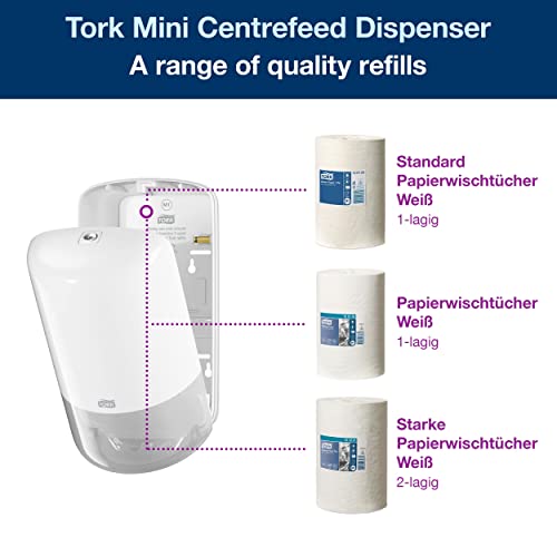 Tork Mini Centrefeed Papierhandtücher Starter Pack - 958000 - M1 + Nachfüllpapier (120 Meter), Groß