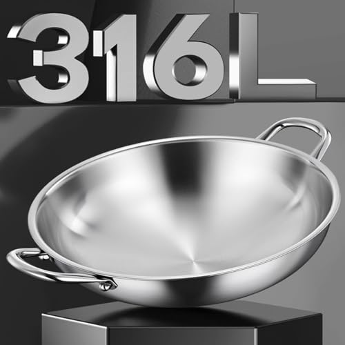 Wok de acero inoxidable sin revestimiento, 13.38 in miniatura 2