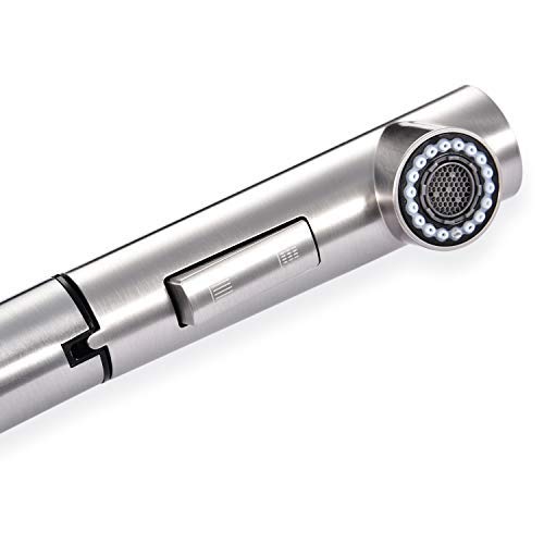 Czyurachel Keukenkraan met uittrekbare sproeier, roestvrijstalen waterkraan 360° draaibaar, mengkraan keuken, eengreeps gootsteen kraan met hoge boog, honingraat-bubbler, 40,5 cm (zwart