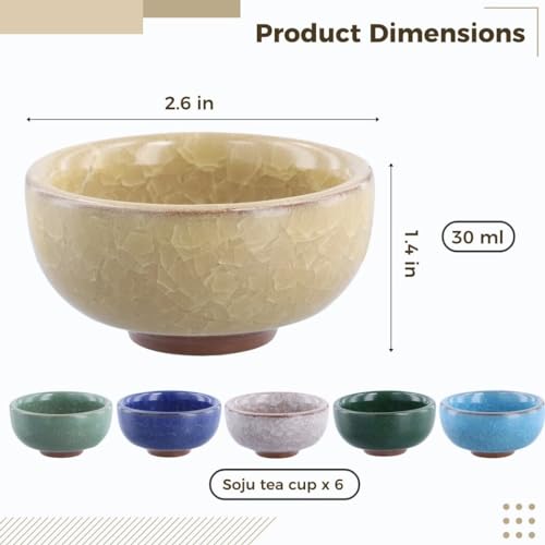 Homaisson 4081594J66TEHO4E85 6 Pieces Korean Soju Shot Glasses Set, Koi Fish Tea Cup Set, Porcelain Koi Fish Tea Cups Korean Ceramic Cups Tea Accessories Drinkware thumb #3