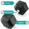 TLGREEN 30-85LB Single Dumbbell Rubber Coated Cast Iron Hex Black Dumbbells, Weights Dumbbells Single