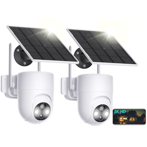 LIWAN Solar Security Cameras Wireless Outdoor, 2K Outdoor Security Camera, 360° PTZ Camera...