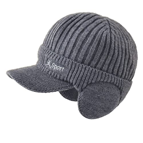 Generisch Gorro de punto elástico y cálido gorro de invierno para hombre, gorro de lana engrosado, gorro de punto cálido al aire libre y gorro de invierno sobre orejas, a, Talla única