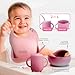 2025 Silicone Baby Feeding Set - All in One: Spoon, Fork, Suction Bowl, Divided Suction Plate, Sippy Cup, Silicone Bib and Travel Bib -6 + Month, Toddler & Baby silicone feeding set - BPA free, Pink