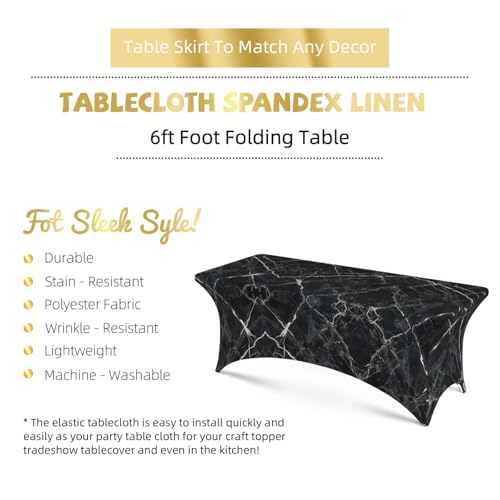 Nappe de table extensible marbre noir pour décoration de mariage - 6