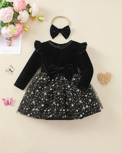 Kucnuzki Baby Girl Clothes Fall Holiday Party Velvet Tulle Dress Winter Cute Long Sleeve Toddler Girls Birthday Dresses4