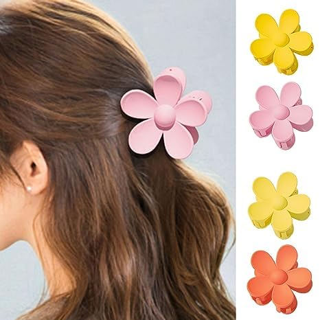Miniatura 3 de Pinzas para el cabello rosa con forma de flor, pinzas de plástico antiarañazos, sin olor, sujeción útil