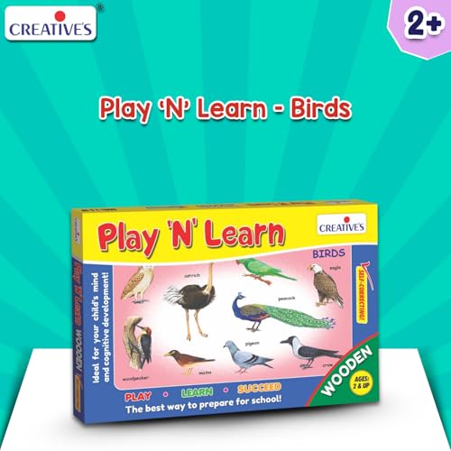 Image of Creative's Play 'N' Learn - Birds | Early Learning Puzzle | Birds Educational Wooden Puzzle Game | Wood Puzzle | Wooden Toy for Kids 2 & Up