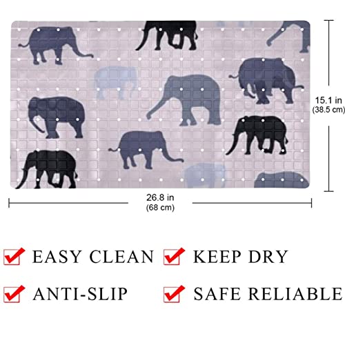 Tapis de douche antidérapant avec ventouses éléphant nordique lavable - 5