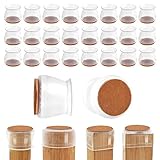 Silicone Chair Leg Floor Protectors for Hardwood Floors,24pcs Clear Furniture Leg Caps with Round...