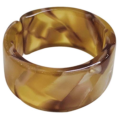 Fascigirl Damenring aus Kunstharz, breit, schlicht, einfarbig, modisch, dekorativ, Vintage-Fingerring, offener Ring für Mädchen Cover