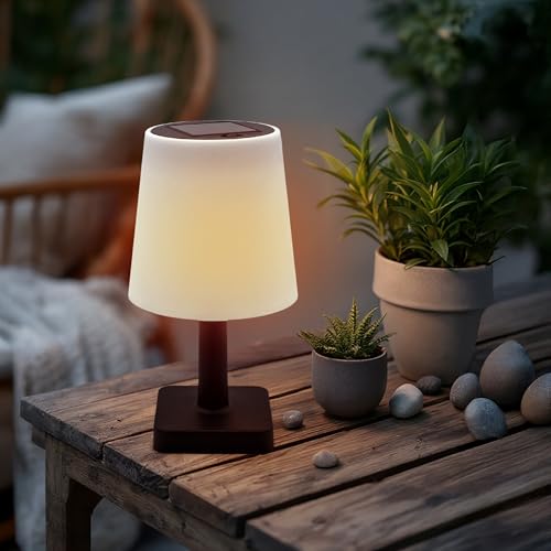 Spetebo Solar Tischleuchte für Außen und Innen - 23 x 12 cm - LED Garten Tischlampe warm weiß - Outdoor Leuchte Deko Beleuchtung Tisch Lampe für Balkon Terrasse solarbetrieben