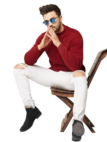 Image of Kvetoo Men High Neck Full Sleeve Winter Woolen Sweater