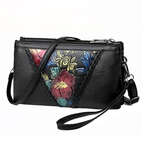 Women's Shoulder Bag PU Black Fashion Printed Leather Handbag Lady Casual Handbags Messenger Bag
