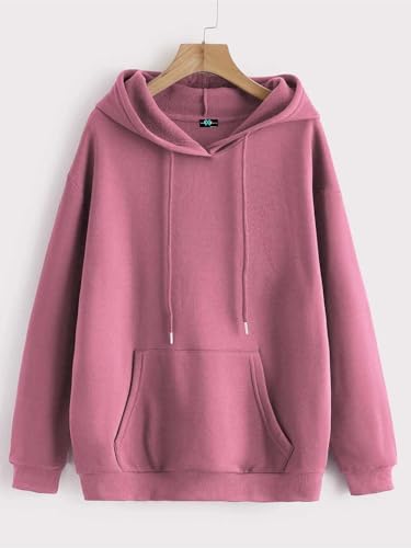 Image of SXV STYLE Hooded Pullover Solid Plain Unisex Cotton Oversized Baggy Sweatshirt Hoodie