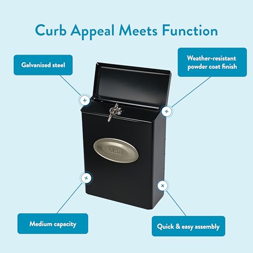 image for Architectural Mailboxes Designer Galvanized Steel, Locking Wall Mount 