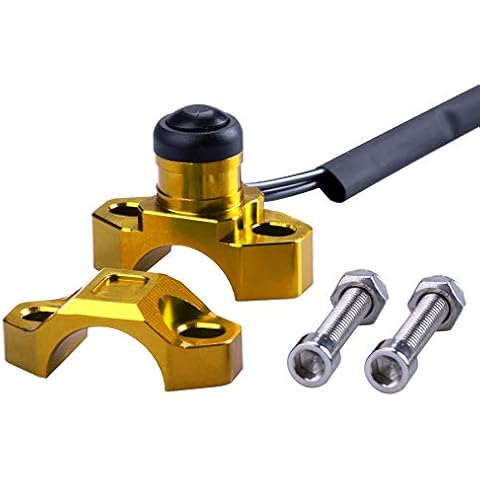 ORAEVY CNC Universal Motorcycle Engine Stop Start Kill Switch Button with Mounting Backplate Compatible with Suzuki RMZ250 RMZ450 DRZ400 - Gold Cover