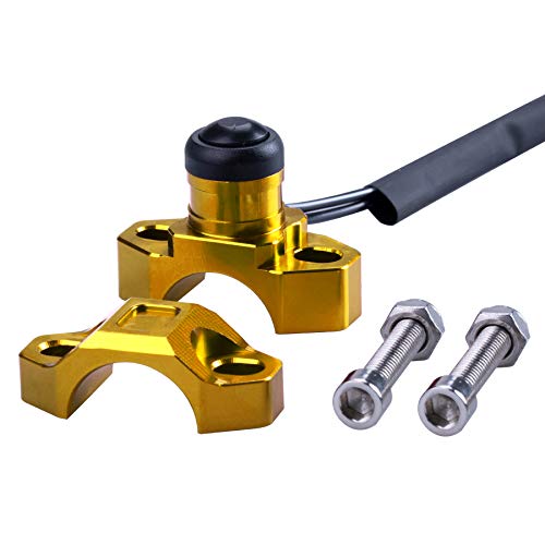 ORAEVY CNC Universal Motorcycle Engine Stop Start Kill Switch Button with Mounting Backplate Compatible with Suzuki RMZ250 RMZ450 DRZ400 - Gold