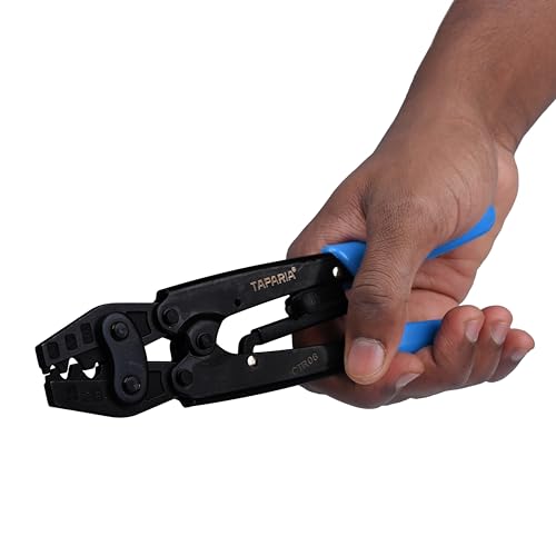 Image of Taparia CTR06 Crimping Tool - 0.5 to 6mm Capacity, 5-Point Ratchet Mechanism, Non-Insulated Terminals & Ferrules, Ergonomic Handle for Electricians & Technicians