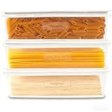ZoeQide Pasta Vorratsbehälter 3er Set – Spaghetti Aufbewahrungsbox BPA-frei mit Deckel und Portionierer, Transparenter Nudelbehälter luftdicht aus Kunststoff für Küche und Vorratsschrank