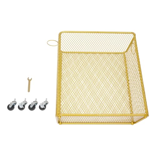 Image of Wire Metal Rolling Laundry Basket On Wheels,Gold Mesh Wire Laundry Basket Storage Cart for Bathroom Bedroom Dirty Clothes Storage (I)