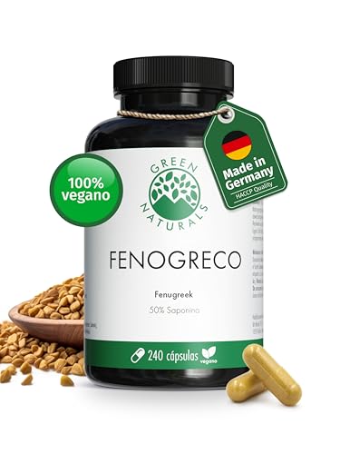 Fenogreco Cápsulas - Alta Dosis: 2.600 mg con 50% de saponinas - Vegano, testado en laboratorio, sin lactosa, sin gluten - 240 cápsulas - Green Naturals®