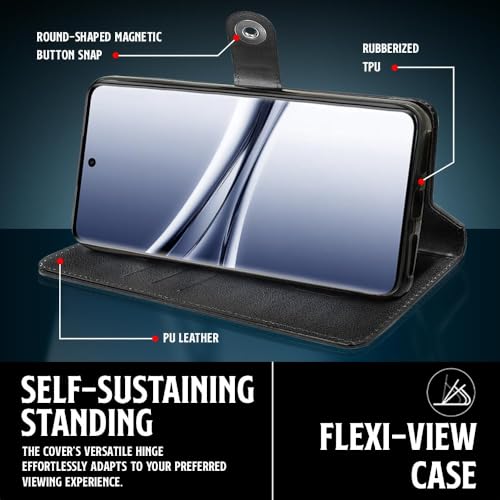 Image of WOW IMAGINE Shock Proof Flip Cover Back Case for Mi Redmi Note 15 5G 2025 | Poco M8 5G (Magnetic Button Flip Case | Wallet Pockets & Stand | Leather Finish | Oxford Blue)