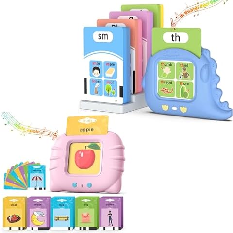 Pink Talking Flash Cards for Toddler 1 2 3 4 Year Olds, Phonics Talking Flash Cards for Toddlers 2-8 Cover
