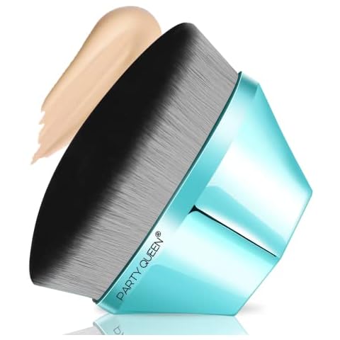 Party Queen Foundation Makeup Brushes, Flawless Magic Kabuki Face Brush Flat Top for Powder, Blending Liquid or Cream Cosmetics with Portable Case Brochas De Maquillaje (Green) Cover