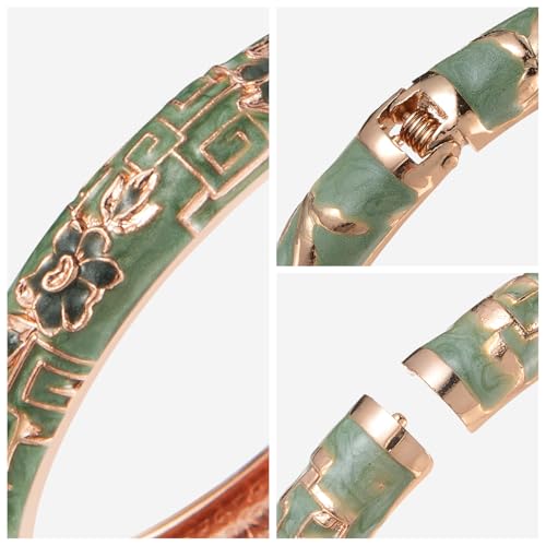 Image of UJOY Vintage Cloisonne Jewelry Handcrafted Bracelets Gorgeous Enameled Flower Plated Cuff Bangles Gifts 88A