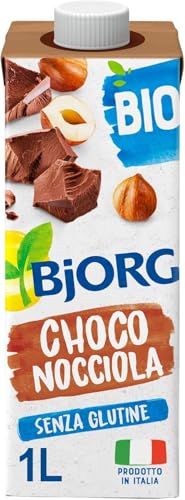 BJORG Bevanda di Riso al Cioccolato e Nocciole, Bevanda Vegetale a Basso Contenuto di Grassi, Senza Glutine, Gusto Goloso, Vegan, Prodotto in Italia,1L