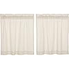 Vhc brands simple life flax solid color cotton linen blend farmhouse kitchen curtains rod pocket 36×36 tier pair natural creme white  urban country home decor