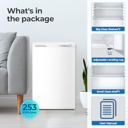 Image of Electactic 4.5 Cu.ft Mini Fridge with Freezer, Compact Refrigerator with Reversible Single Door, Adjustable Thermostat, Low Noise, Energy Efficient for Office, Dorm, Bedroom, Apartment White