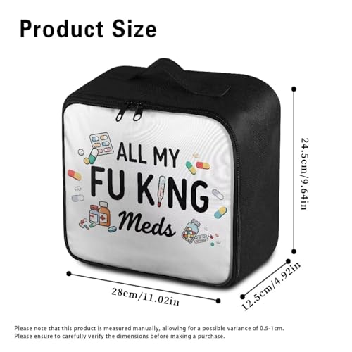 Image of Gomyblomy Customized First Aid Kit All My Fucking Meds Print Personalized Emergency Kits Add Your Image or Color Portable Medium Medical Supplies Storage Bags for Cars Home Travel