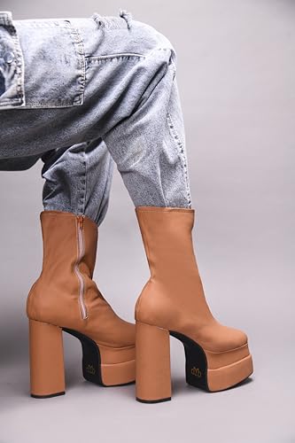 Image of SilverArrow Classy Trendy Comfortable ankel Length Block Heel Zipper Boots for Womens & Girls