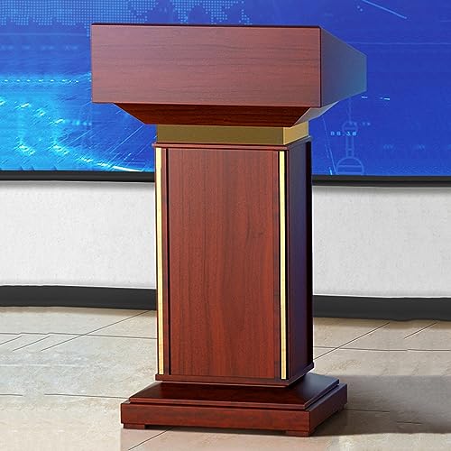 Chaire D'église avec Tiroir, Support de Podium de Conférence avec Armoire de Rangement et Plaque Déflectrice, Support de Pupitre Haut de Gamme de...
