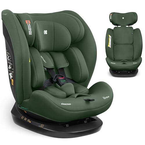 KikkaBoo Silla Coche Bebé sin ISOFIX i-EXPLORE 2, Grupo 0 1 2 3, i-Size 40-150 cm, Reclinable, 0-12 Años, Reposacabezas 14 Posiciones, Cojín y Arnés 5 Puntos, Army Green