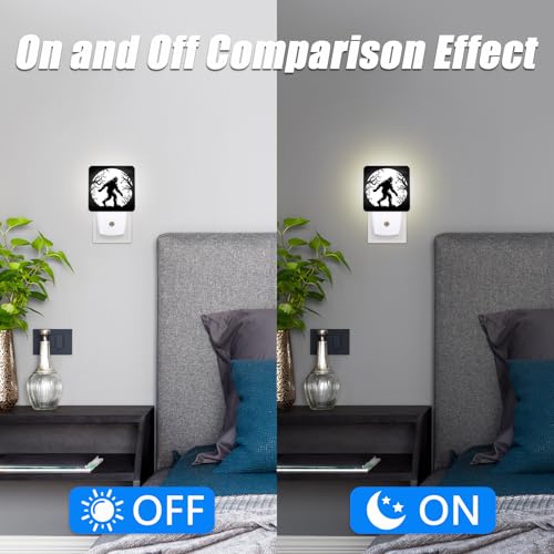 Image of Bigfoot Night Light,Halloween Moon Nightlight Plug into Wall,LED Lamp,Suitable for Bedrooms,Kitchens,Toilets,Etc.Auto Sensor Dusk to Dawn,Energy-Saving