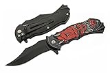 SZCO 4.5' Artistic Folding Pocket Knife – Folding Knife for Men with Clip, Black Stainless Steel Blade, Printed ABS Handle & EDC Liner Lock for Camping, Hiking, Outdoor Use